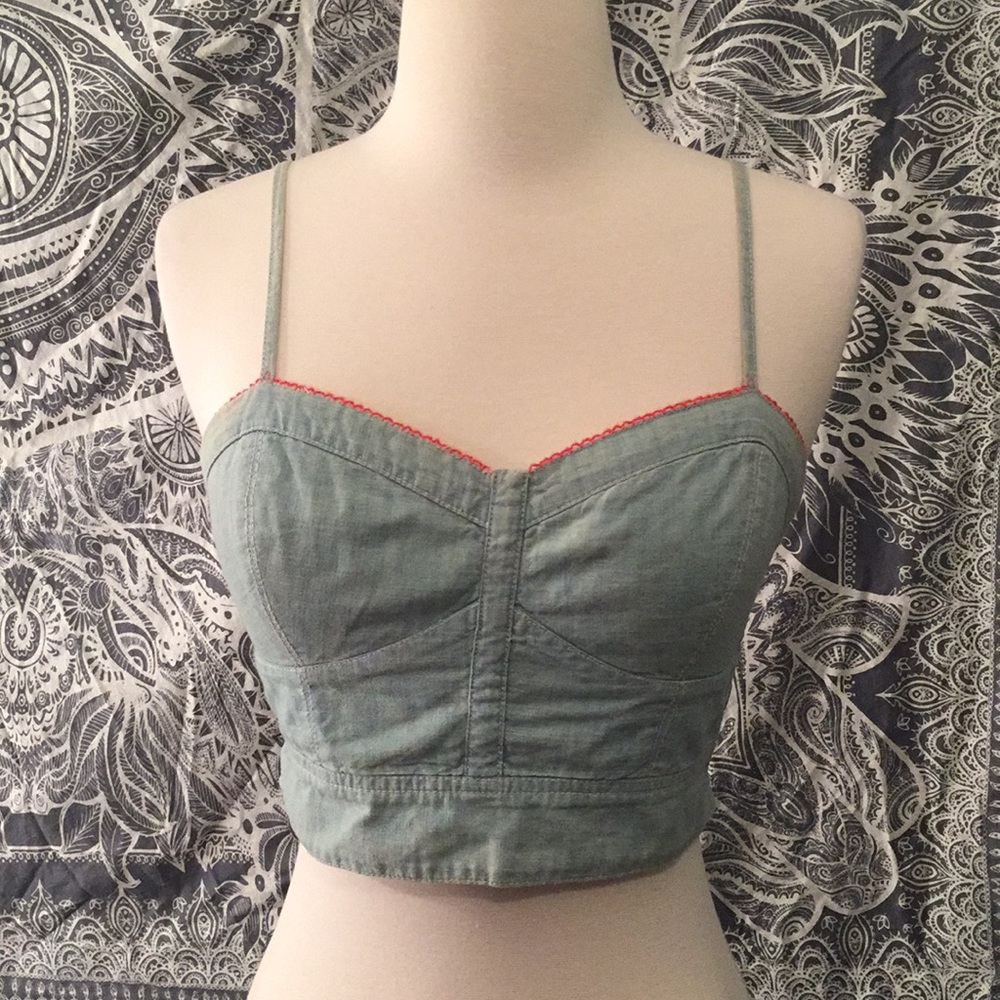 American Eagle Chambray Crop Tank